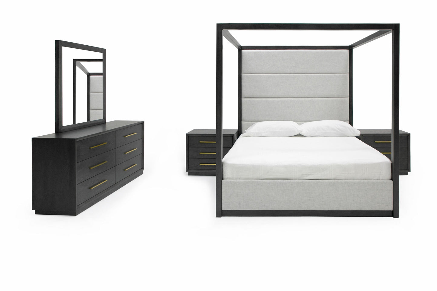 Modrest Manhattan- Contemporary Canopy Grey Bedroom Set