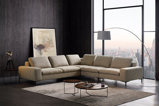 Divani Casa Cascade - Modern Beige Fabric U Shaped Sectional Sofa