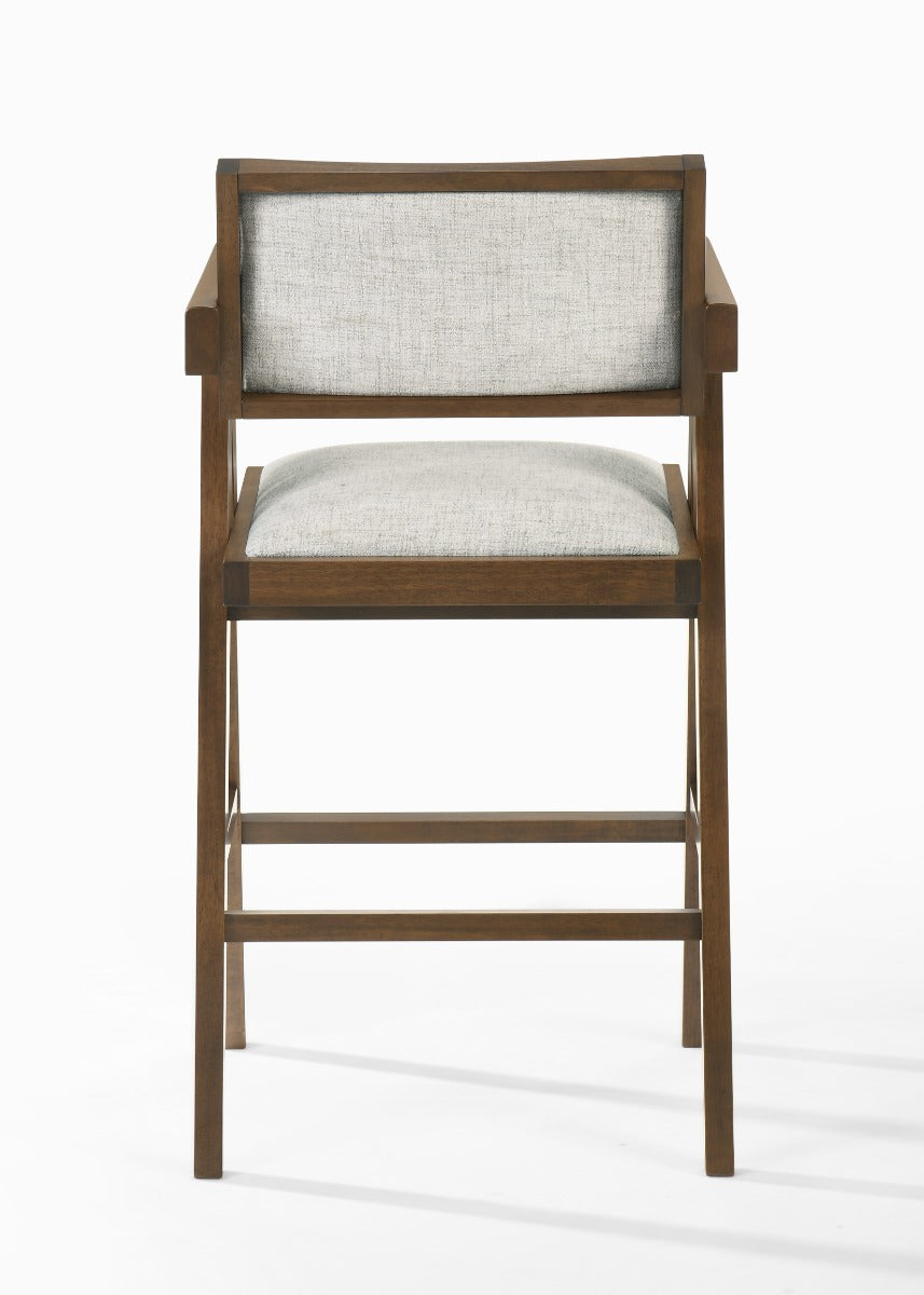 Modrest Fern - Modern Walnut and Beige Counter Stool Set of 2