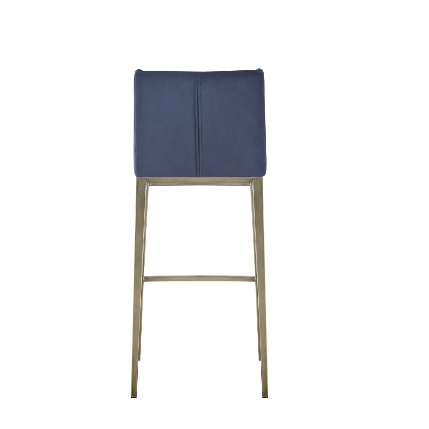 Modrest Mimi - Contemporary Blue Velvet & Antique Brass Bar Stool (Set of 2)