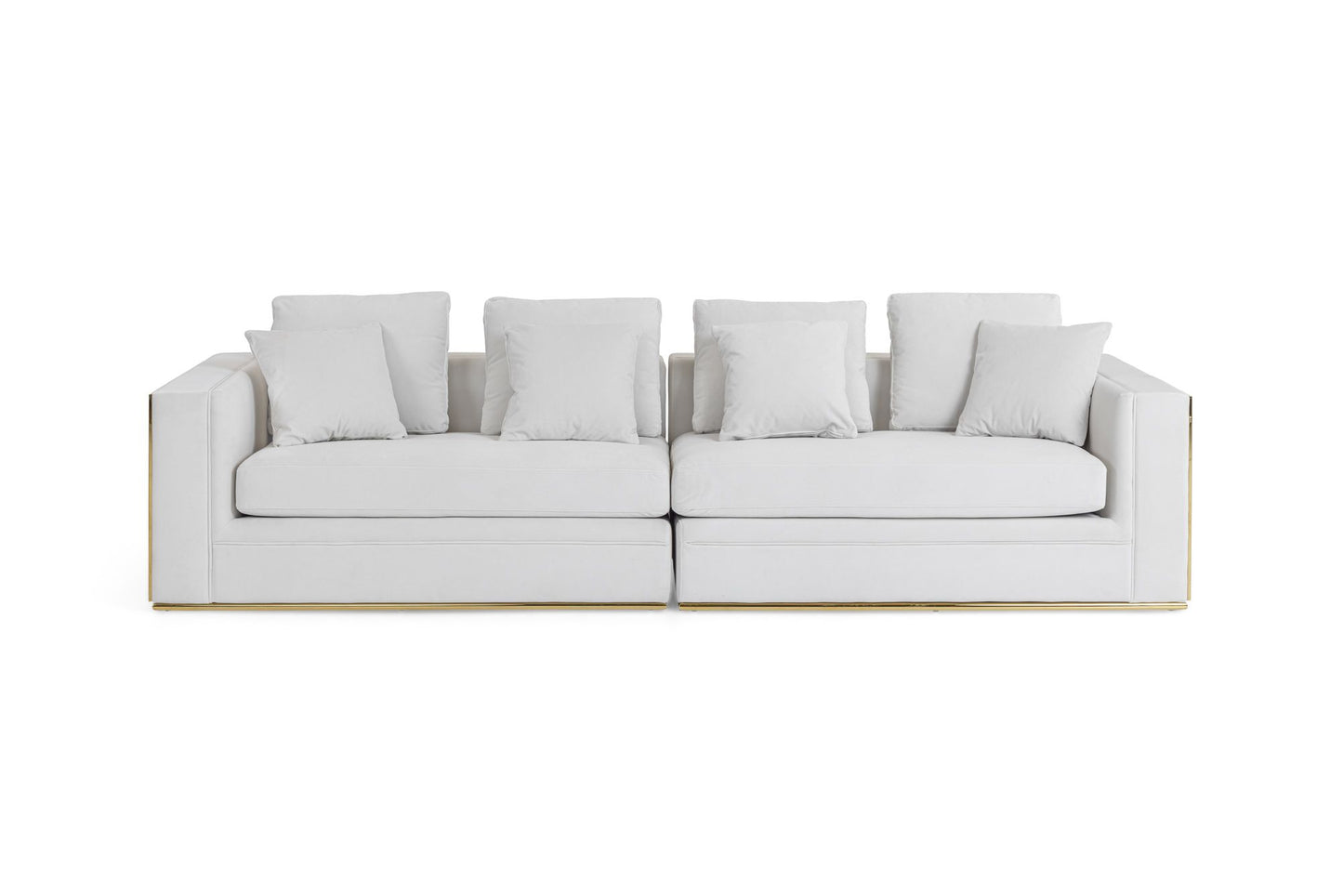 Divani Casa Mobray - Glam Light Grey Velvet + Gold Sofa