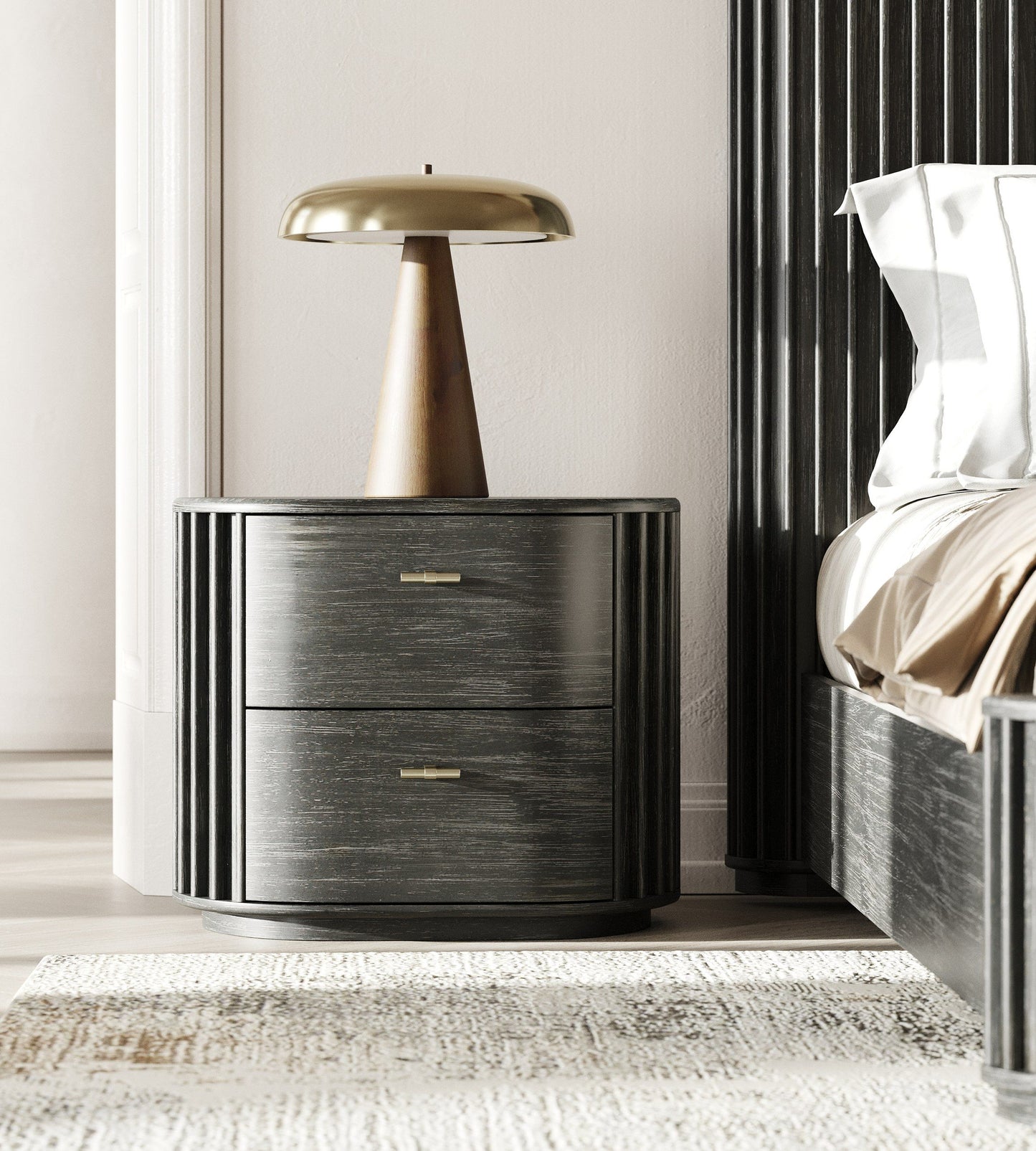 Modrest Fields - Modern Black Acacia Bedroom Set