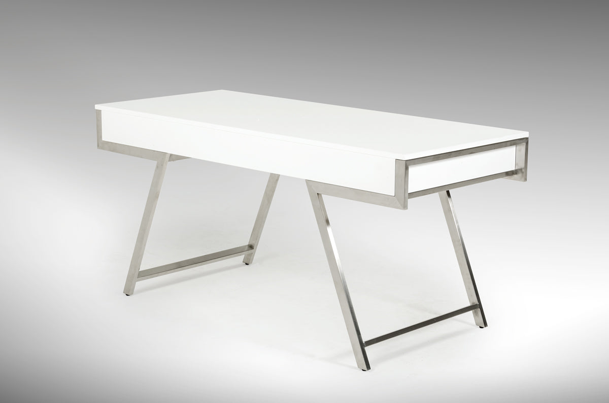 Modrest Dessart Modern White Gloss Office Desk