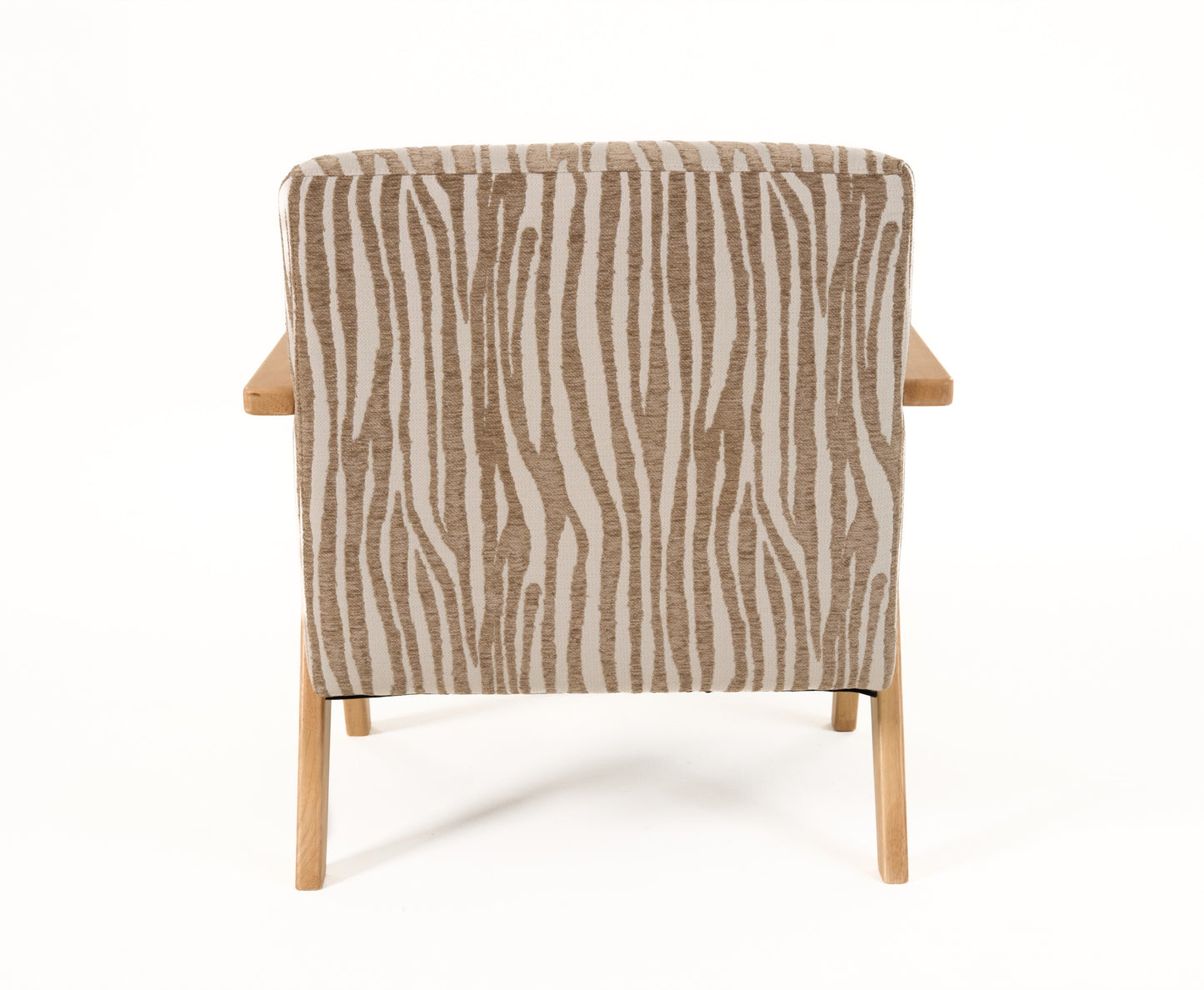 Modrest Oakhurst - Modern Beige Pattern + Wood Accent Chair