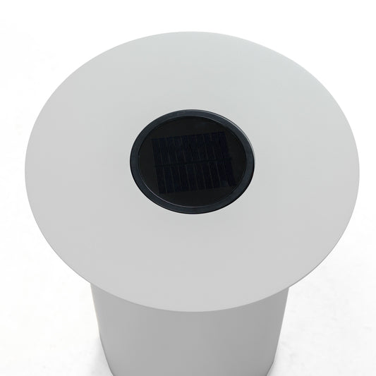 Renava Onza - Outdoor White End Table w/ Solar Light