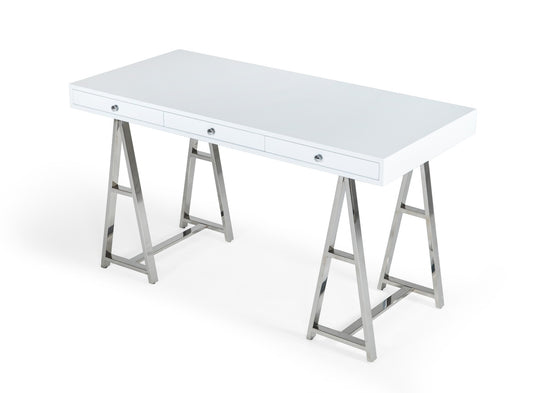Modrest Ostrow - White + Stainless Steel Desk