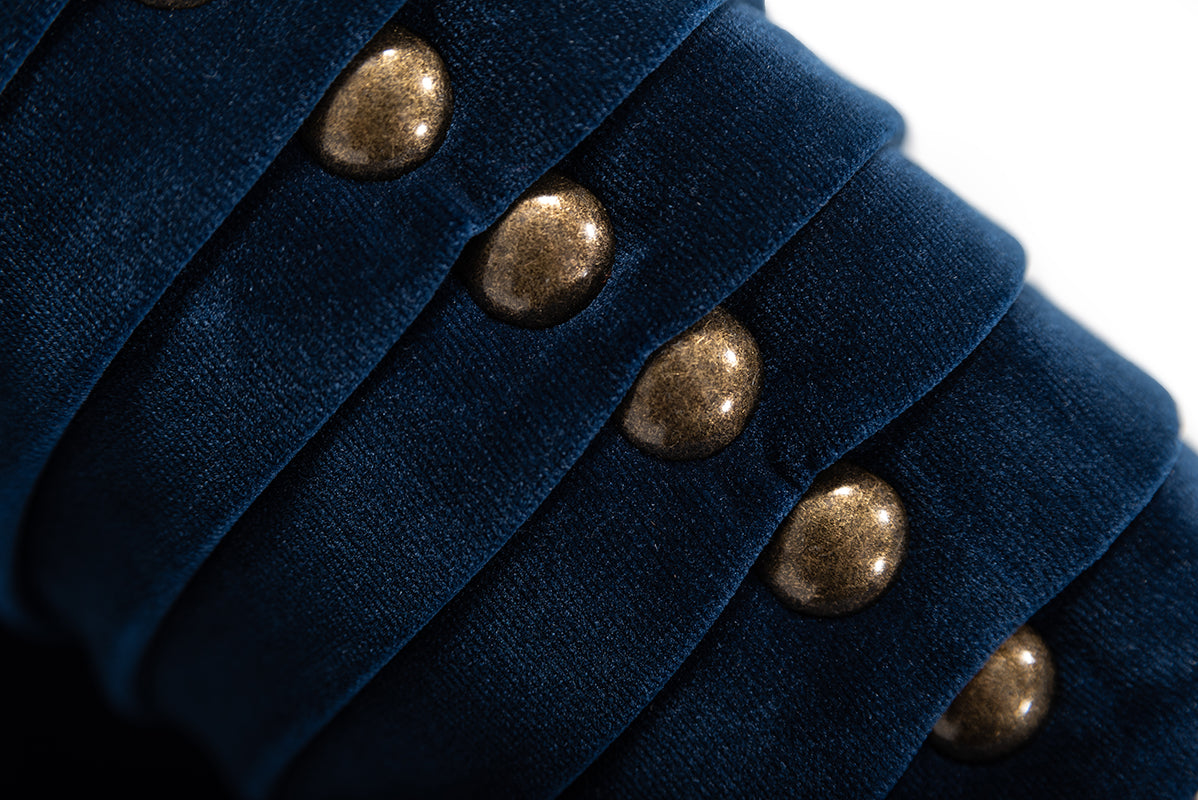 Divani Casa Palomar Modern Blue Velvet & Brass Accent Chair