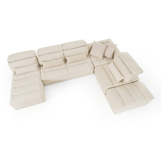 David Ferrari Panorama - Italian Modern Beige Fabric Modular Sectional Sofa