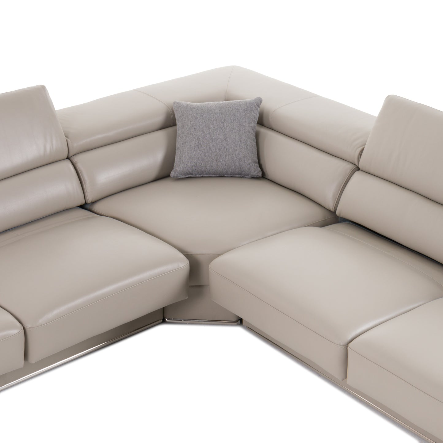 Divani Casa Pella - Modern Grey Italian Leather U Shaped Sectional Sofa