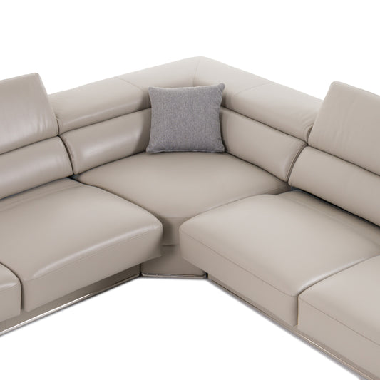 Divani Casa Pella - Modern Grey Italian Leather U Shaped Sectional Sofa