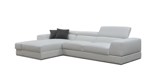 Divani Casa Pella Mini - Modern White Leather Left Facing Sectional Sofa