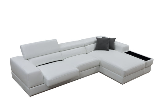 Divani Casa Pella Mini - Modern White Leather Right Facing Sectional Sofa