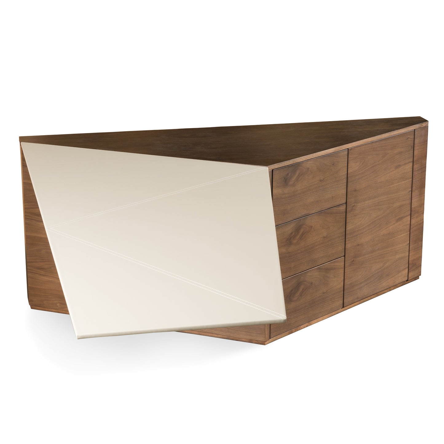 Modrest Pilot - Modern Dark Walnut + Beige Leather Desk