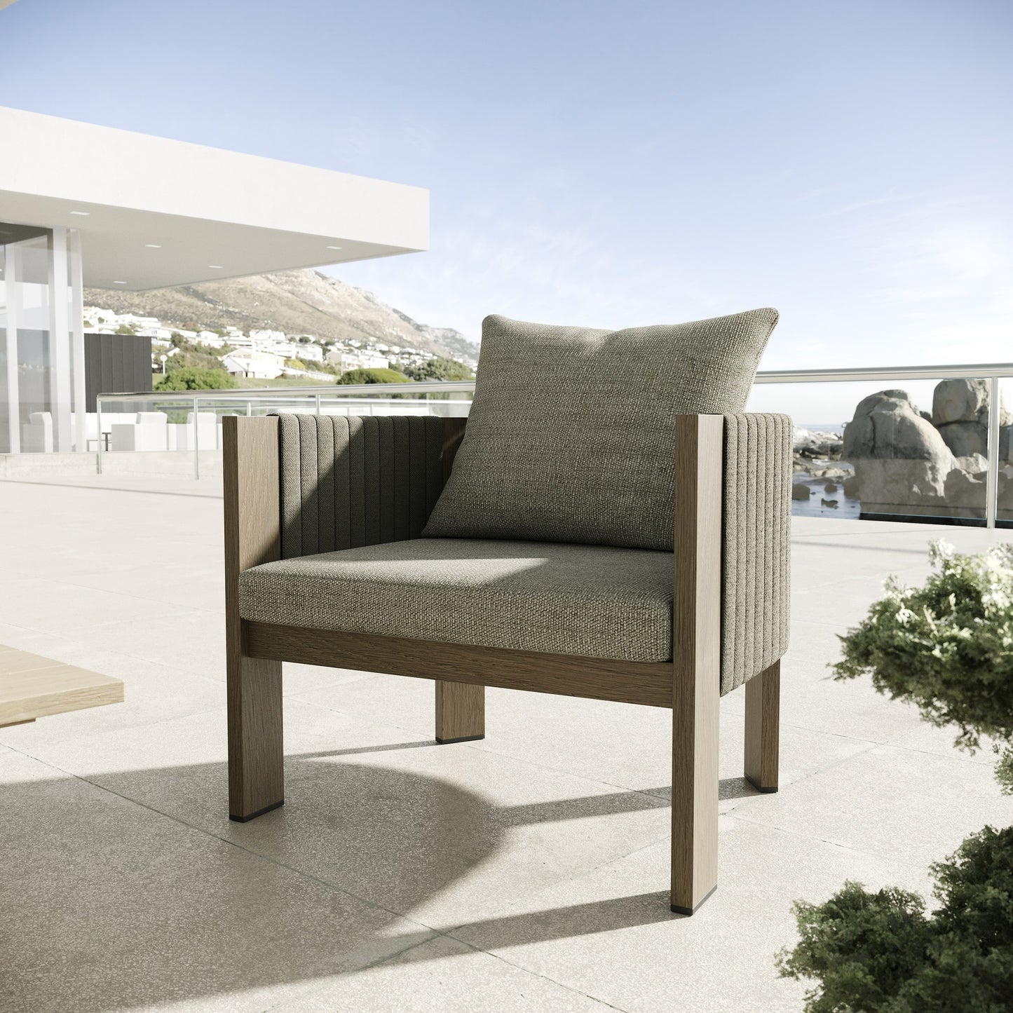 Renava Salvora - Outdoor Beige Fabric & Grey Rope Sofa Set