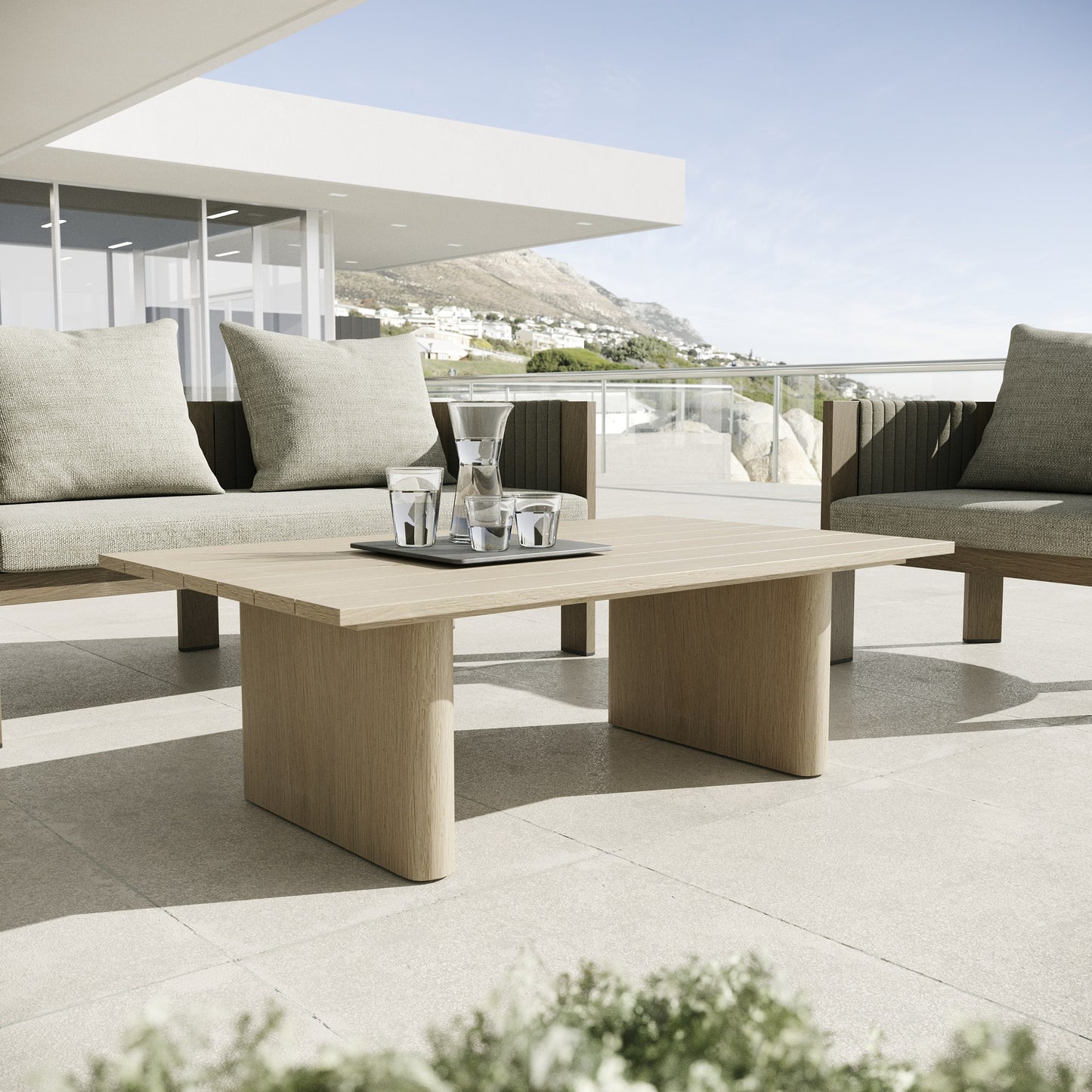 Renava Salvora - Outdoor Beige Fabric & Grey Rope Sofa Set