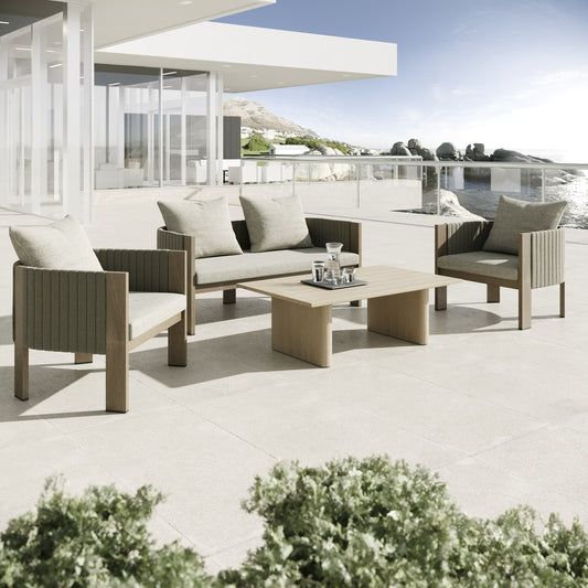 Renava Salvora - Outdoor Beige Fabric & Grey Rope Chair