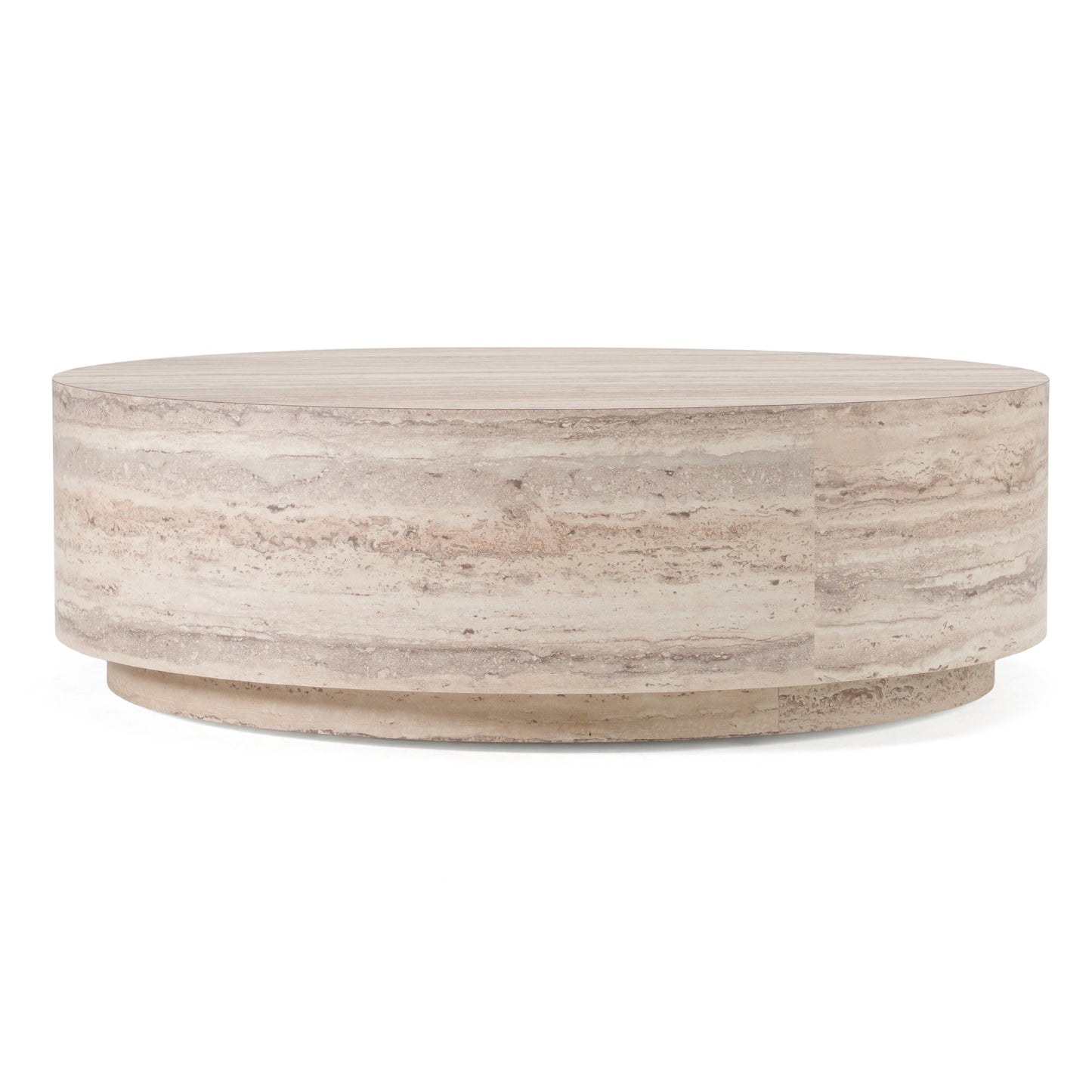 Nova Domus Roma - Modern Faux Travertine Round Coffee Table