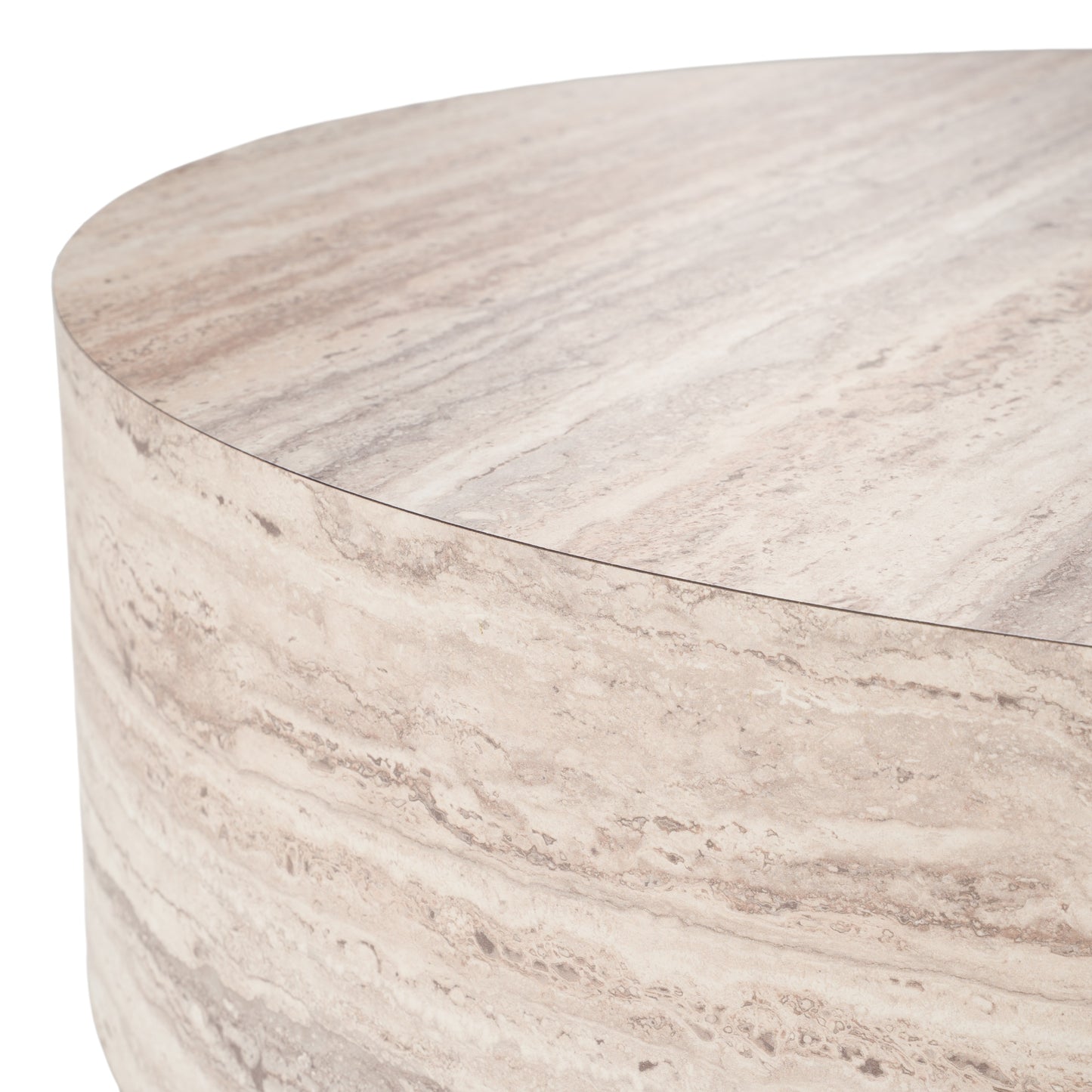 Nova Domus Roma - Modern Faux Travertine Round Coffee Table