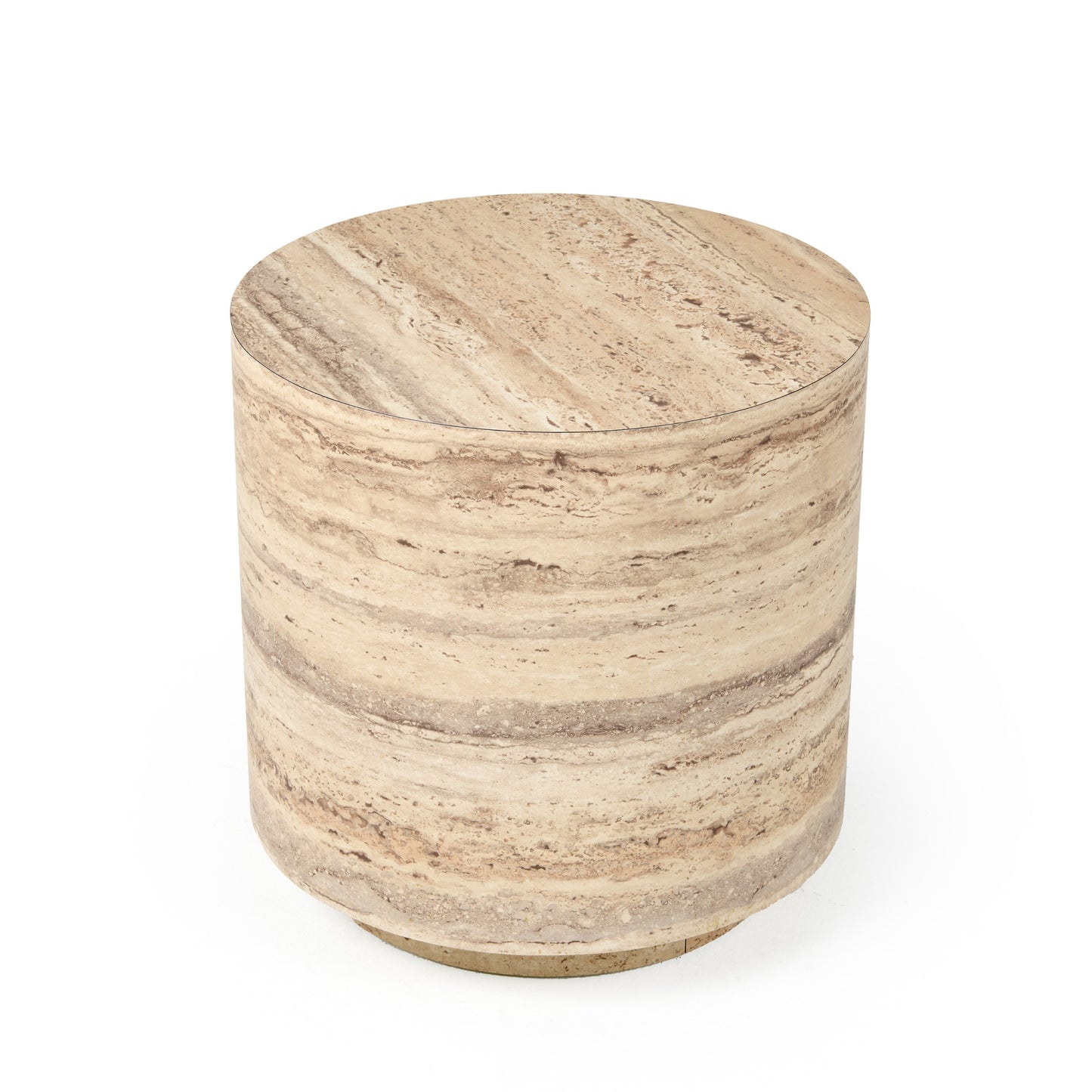 Nova Domus Roma - Modern Faux Travertine Round End Table