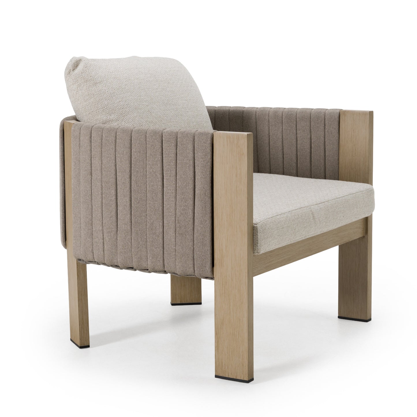 Renava Salvora - Outdoor Beige Fabric & Grey Rope Chair