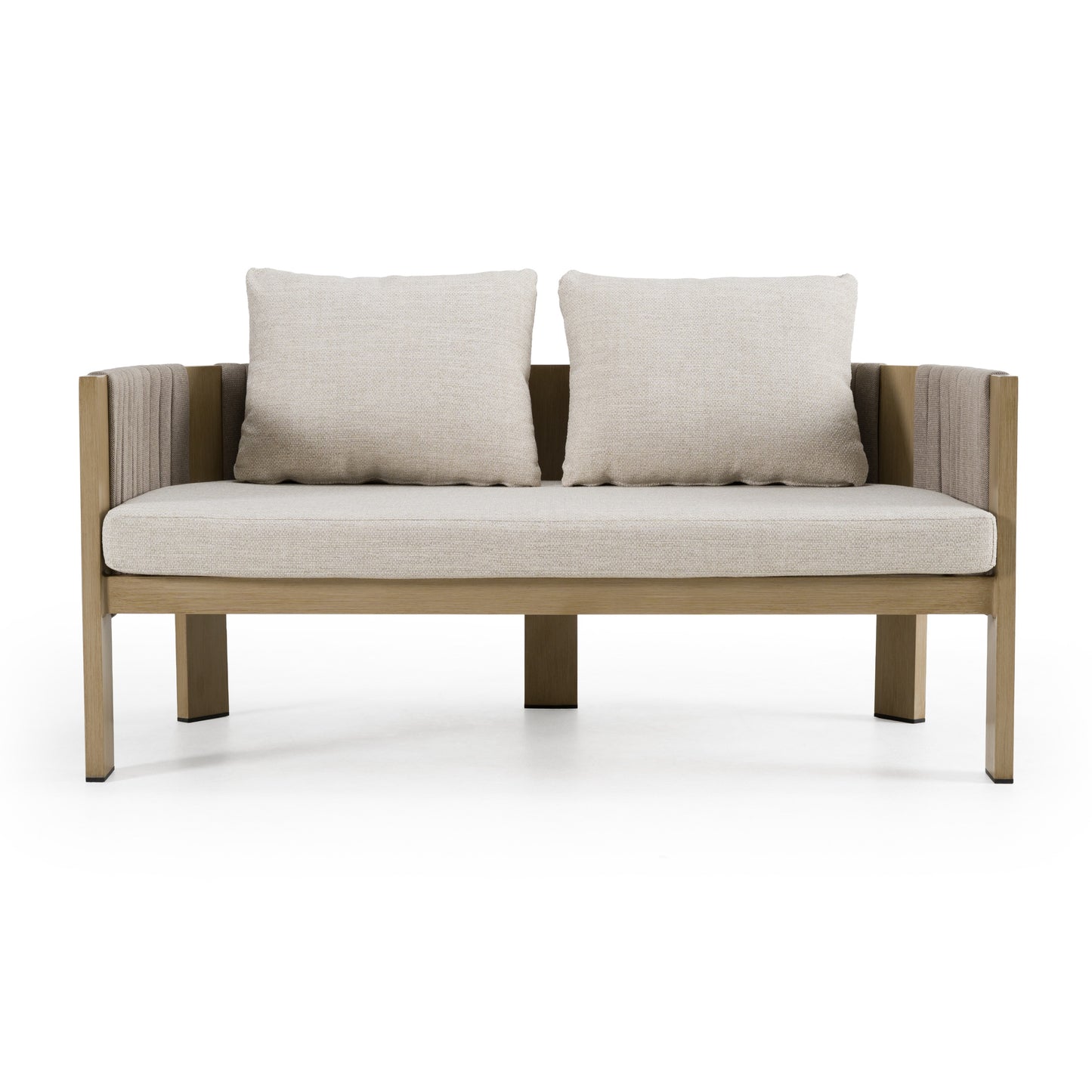 Renava Salvora - Outdoor Beige Fabric & Grey Rope Loveseat