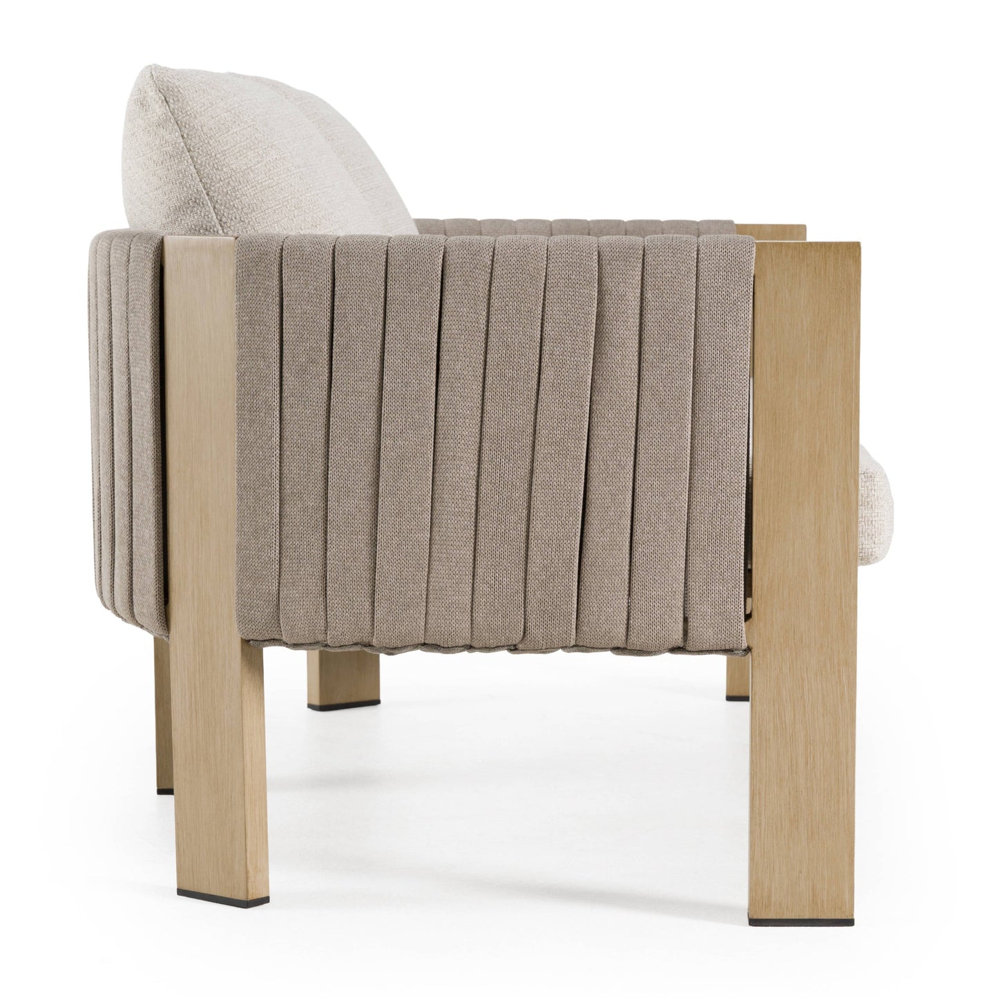 Renava Salvora - Outdoor Beige Fabric & Grey Rope Loveseat