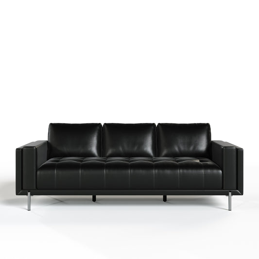 Divani Casa Schmidt - Modern Black Leather Sofa + 2 Chairs
