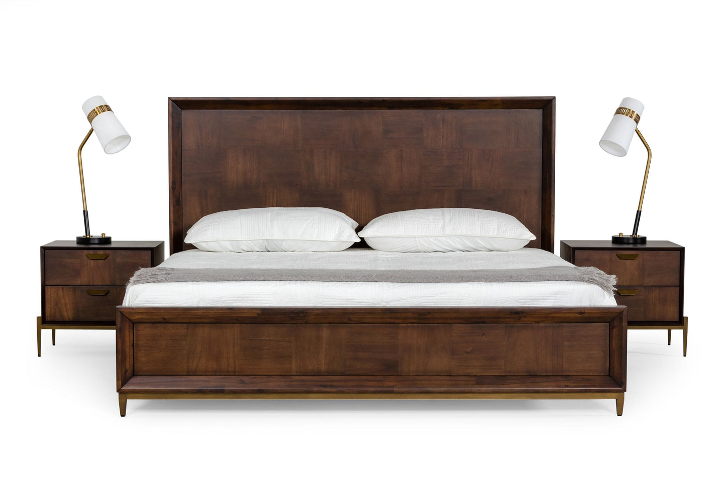 Modrest Shane - Modern Acacia & Brass Bed