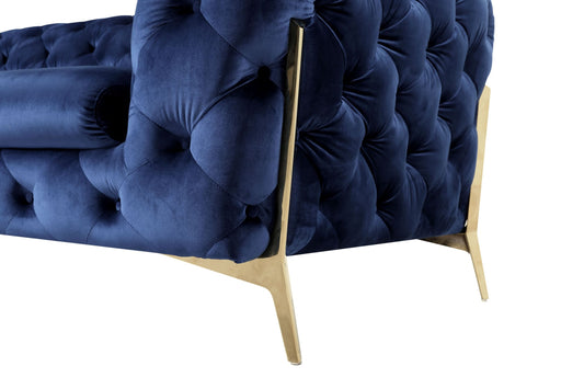 Divani Casa Sheila - Transitional Dark Blue Fabric Sofa