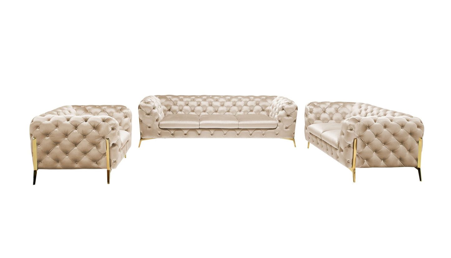 Divani Casa Sheila - Transitional Light Beige Fabric Sofa Set