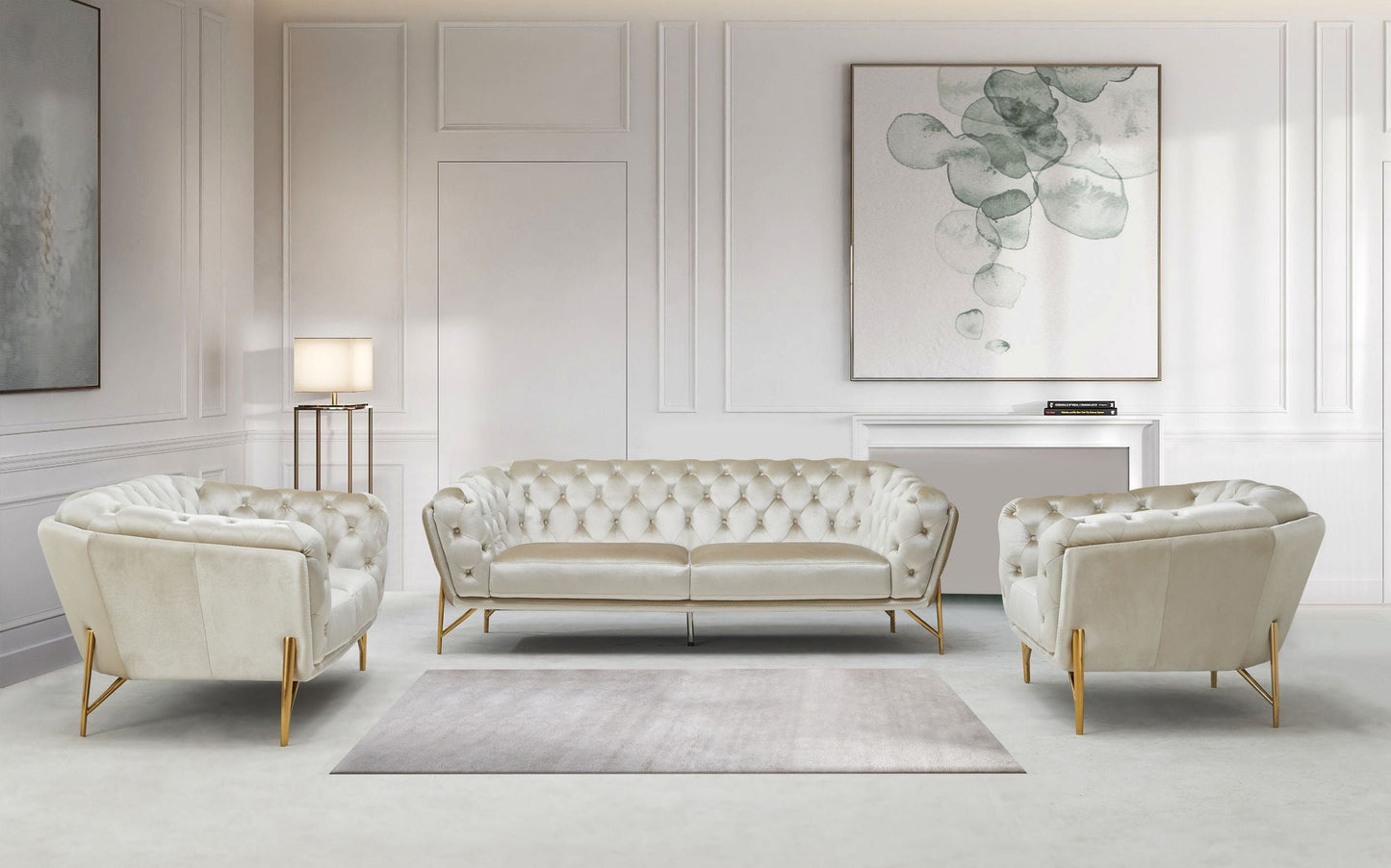 Divani Casa Stella - Transitional Beige Velvet Sofa Set