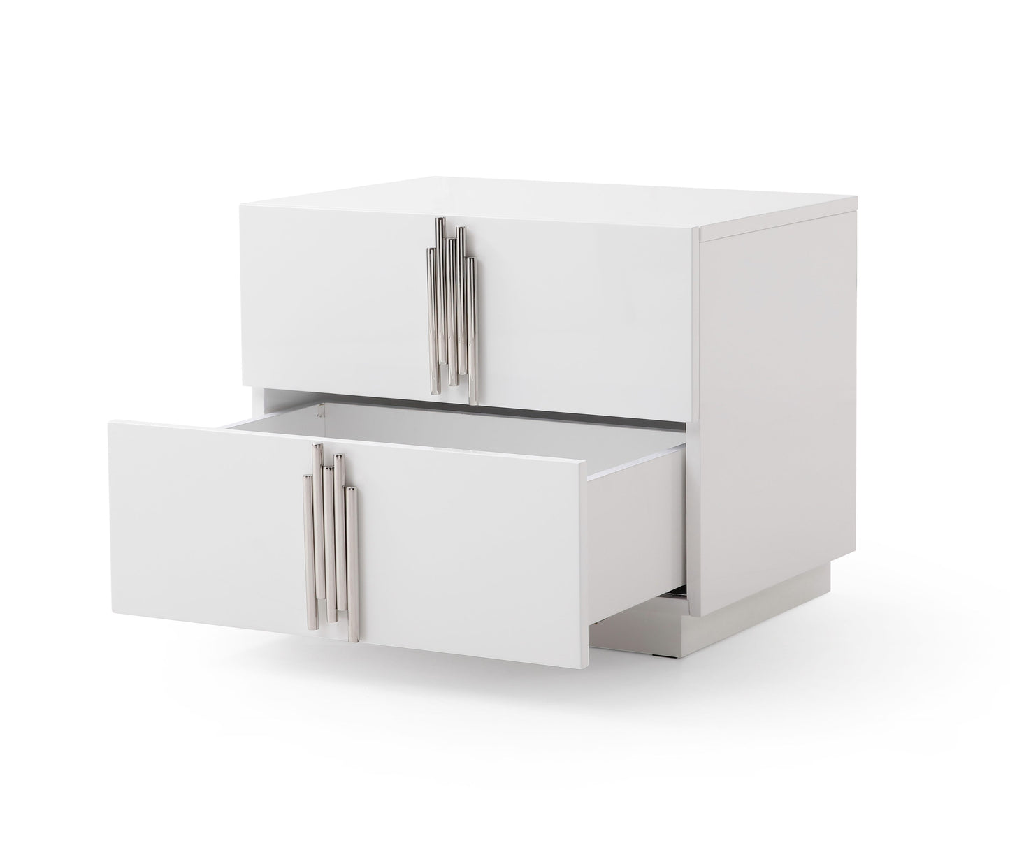 Modrest Token - Modern White + Stainless Steel Bed + Nightstands