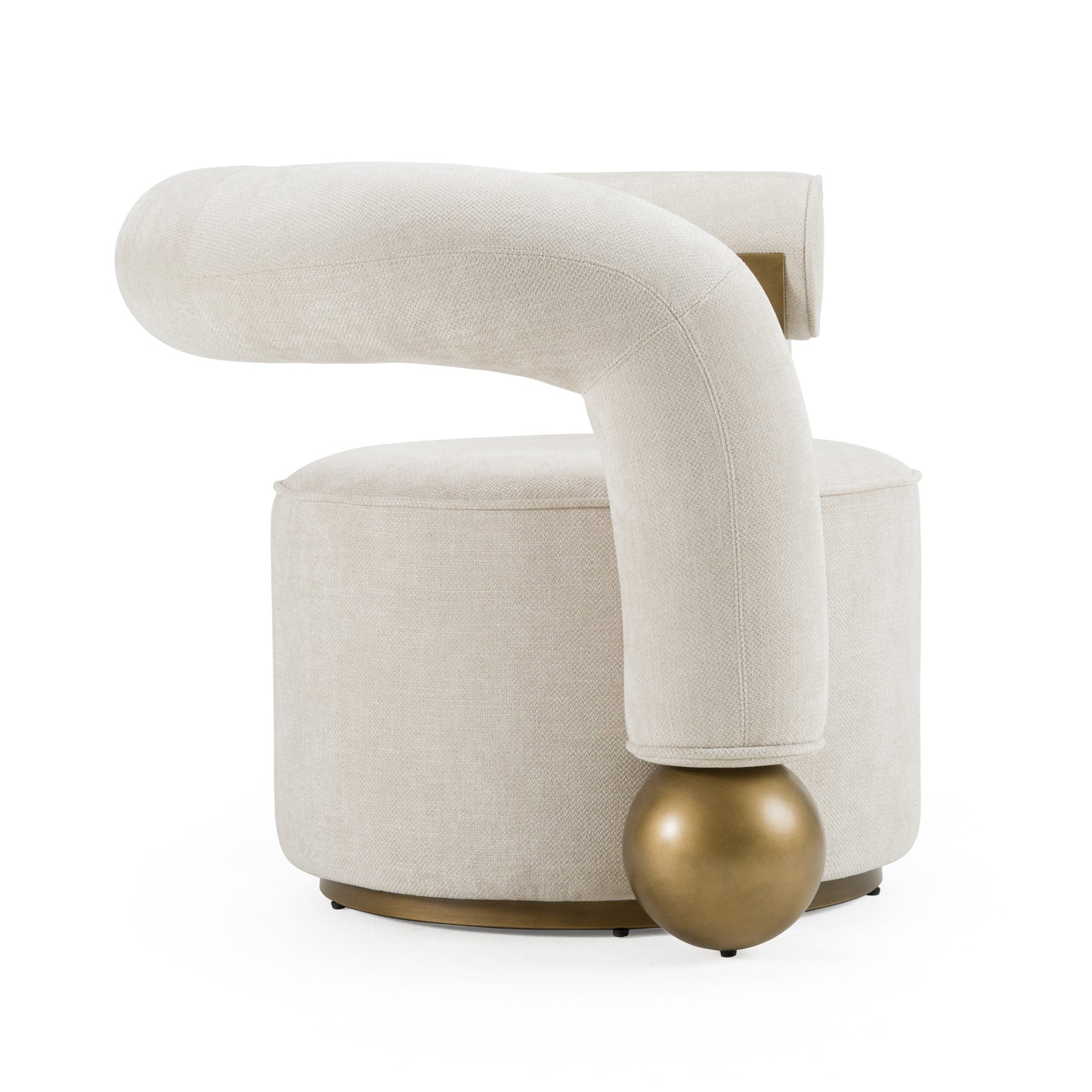 Divani Casa Tranquil - Contemporary Beige Fabric + Antique Brass Accent Chair