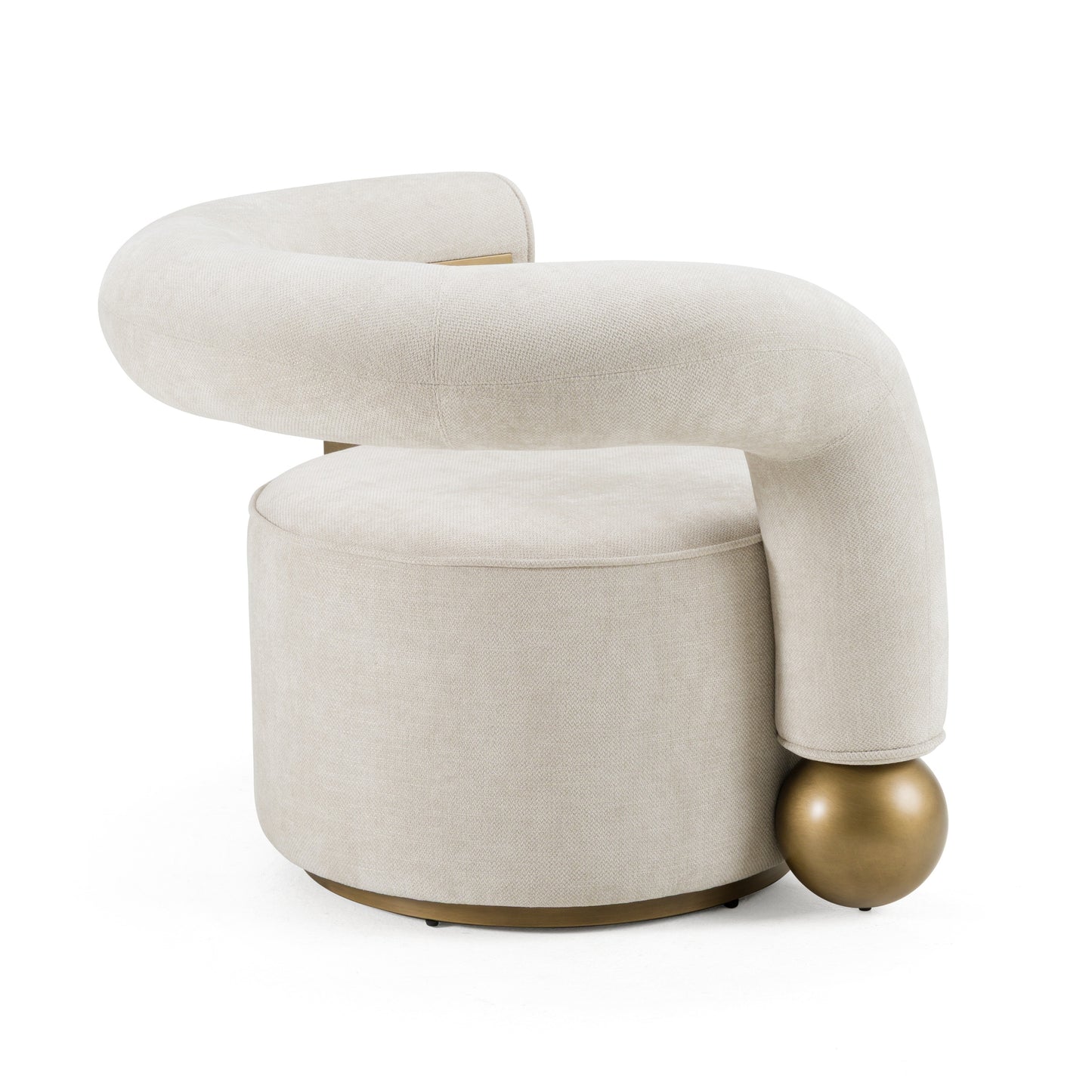 Divani Casa Tranquil - Contemporary Beige Fabric + Antique Brass Accent Chair