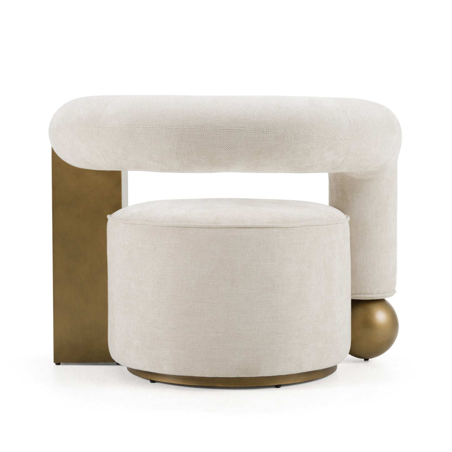 Divani Casa Tranquil - Contemporary Beige Fabric + Antique Brass Accent Chair