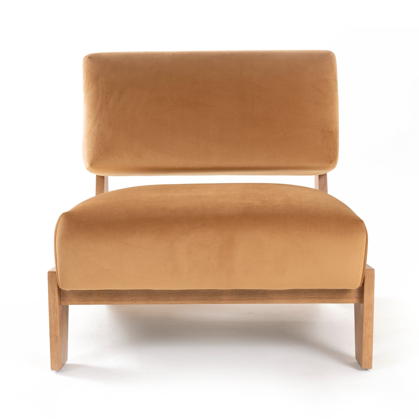 Modrest Tucker - Mid-Century Modern Camel Velvet + Chestnut Accent Chair