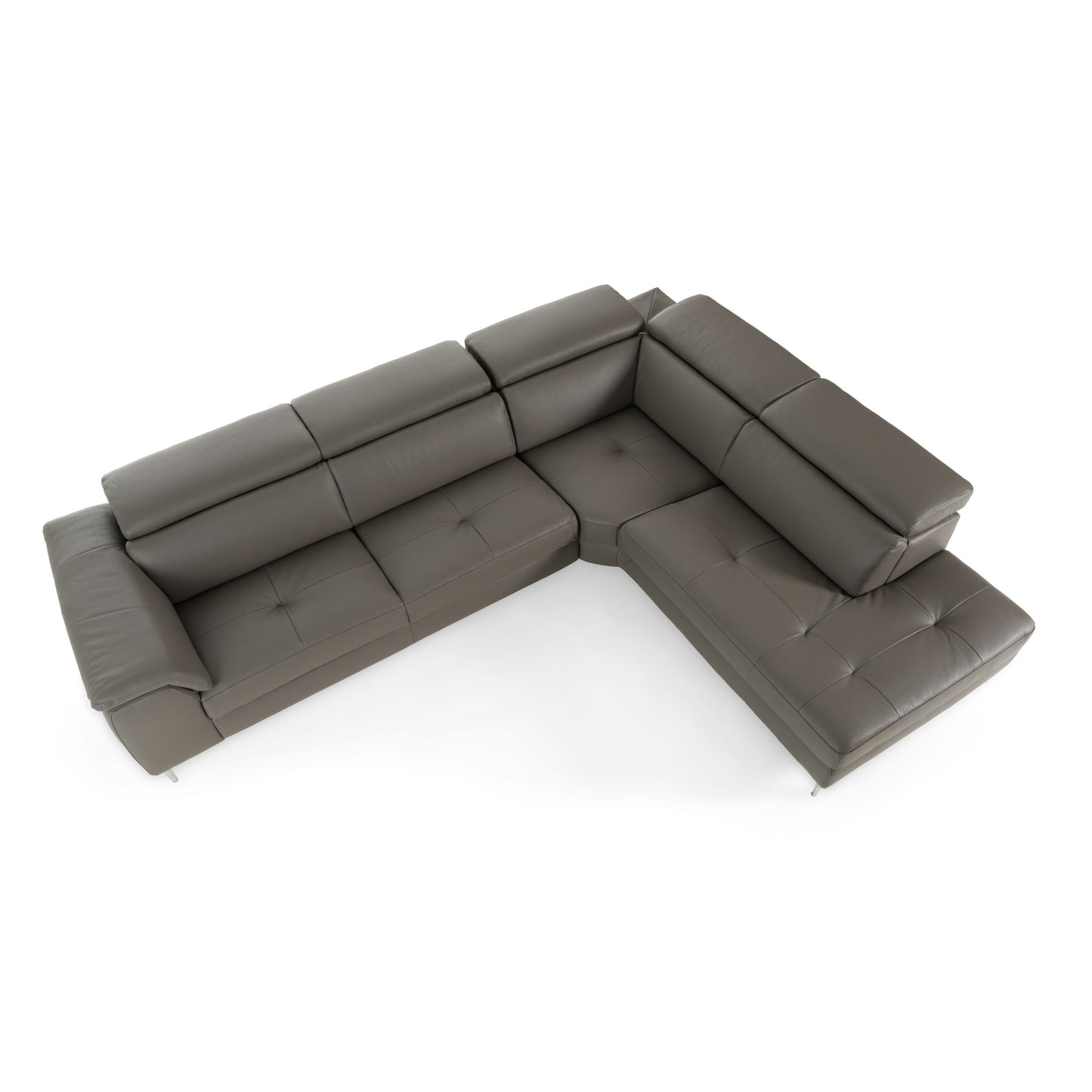 Lamod Italia Viola - Italian Contemporary Grey Leather Right Facing Sectional Sofa