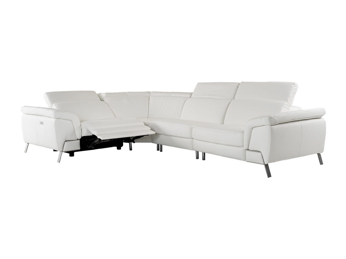 Lamod Italia Mini Wonder - Italian Modern White Leather Sectional Sofa with Recliners