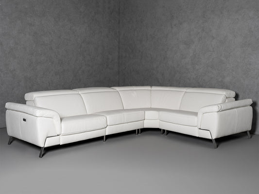 Lamod Italia Mini Wonder - Italian Modern White Leather Sectional Sofa with Recliners