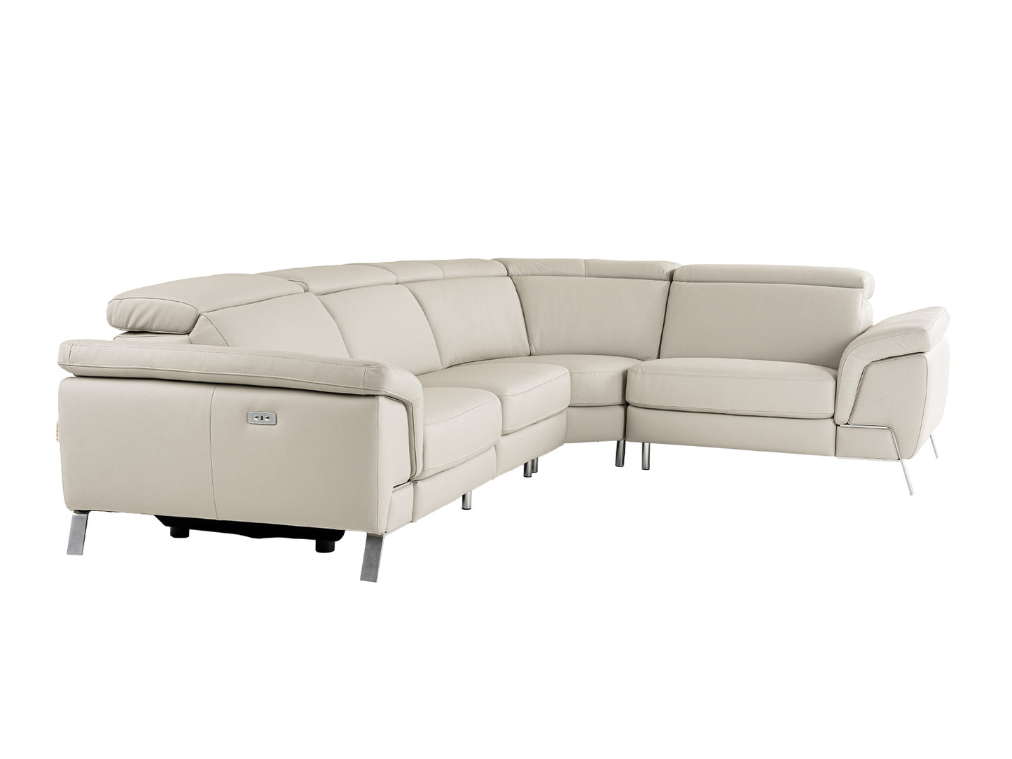 Lamod Italia Mini Wonder - Italian Modern Grey Leather Sectional Sofa with Recliners