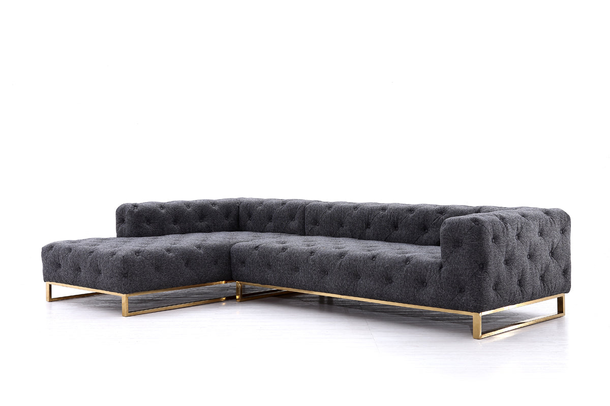 Divani Casa Willa - Modern Grey Fabric Left Facing Sectional Sofa