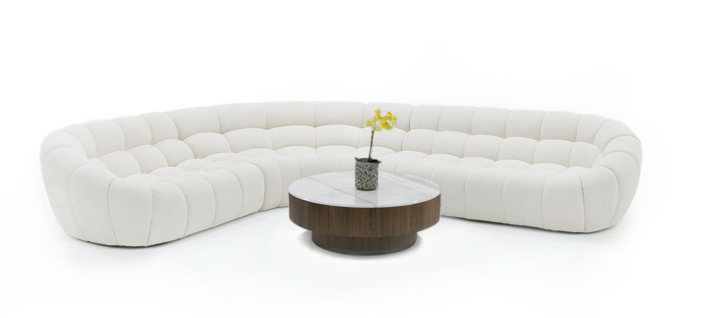 Divani Casa Yolonda - Off-White Fabric Sectional Sofa