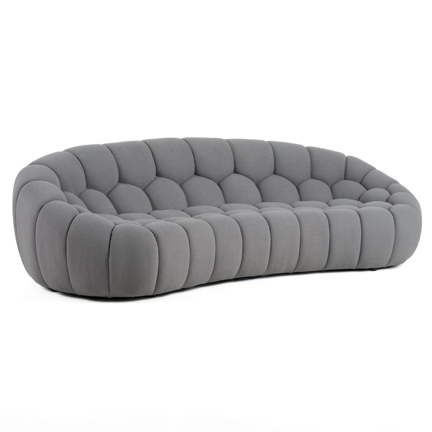 Divani Casa Yolonda - Modern Curved Light Grey Fabric Sofa