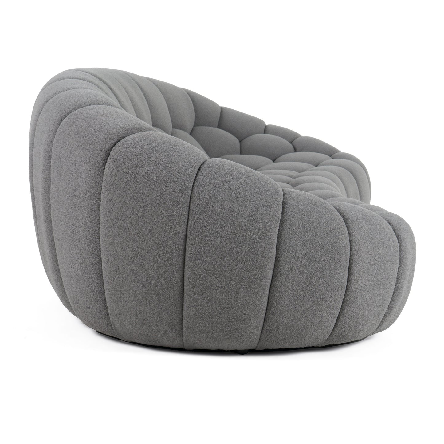 Divani Casa Yolonda - Modern Curved Light Grey Fabric Sofa