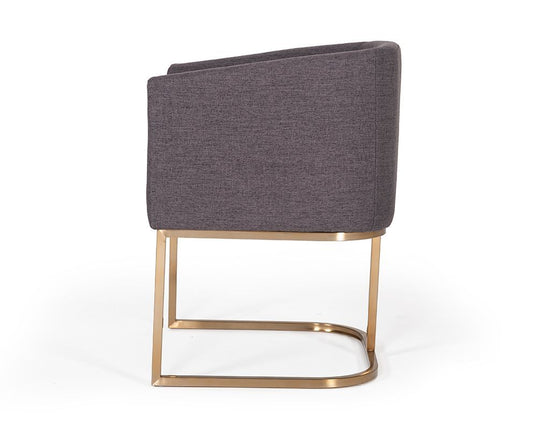 Modrest Yukon Modern Grey Fabric & Antique Brass Dining Chair