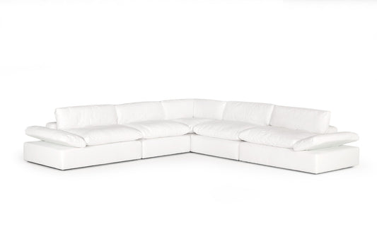 Divani Casa Kelly - Modern White Fabric Sectional Sofa