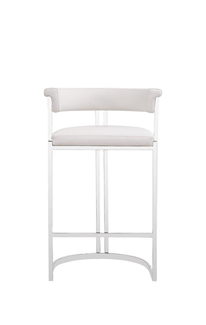 Modrest Munith - Modern White Vegan Leather + Stainless Steel Counter Chair