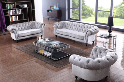 Divani Casa Alexandrina Grey Tufted Velvet Sofa