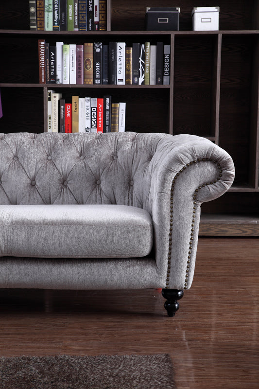 Divani Casa Alexandrina Grey Tufted Velvet Sofa
