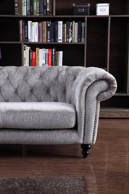 Divani Casa Alexandrina Grey Tufted Velvet Sofa